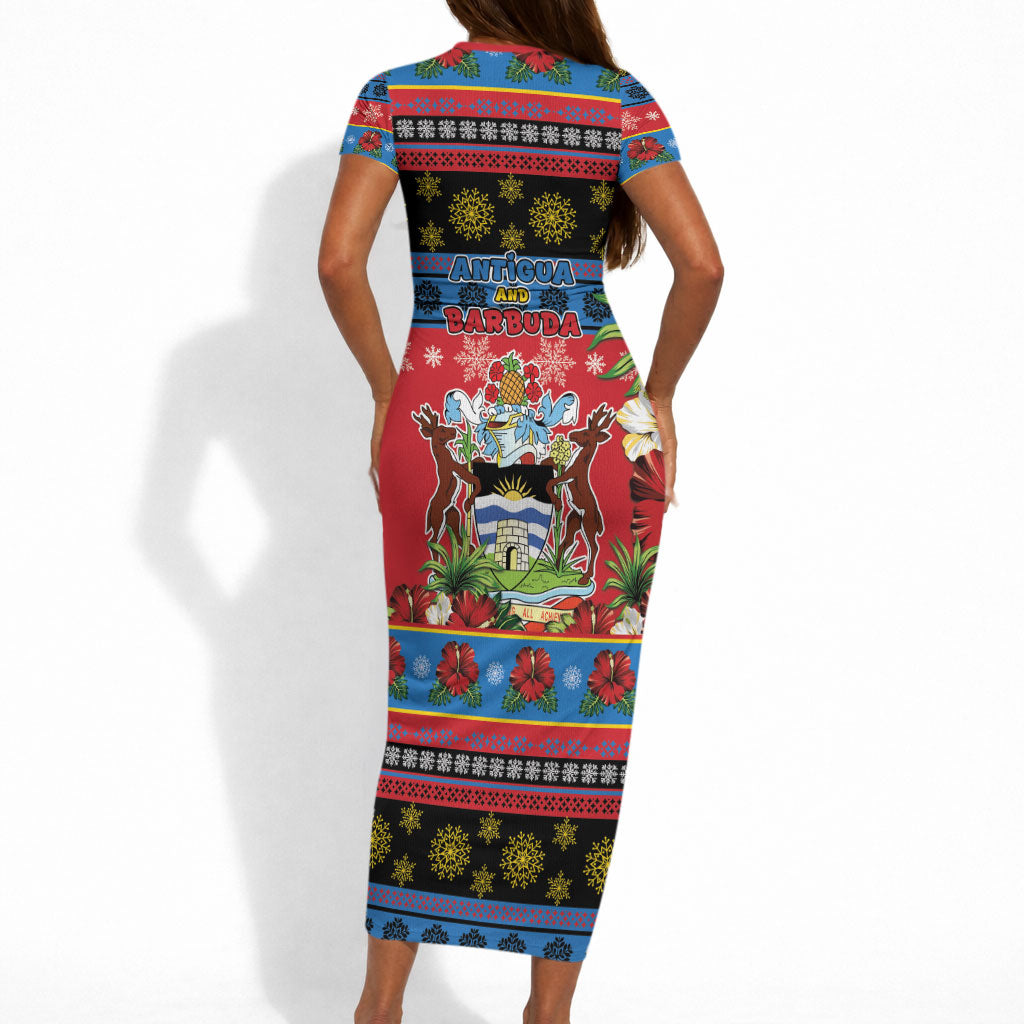Afro-Antiguan and Barbudan Christmas Short Sleeve Bodycon Dress This Fallow Deer Needs A Beach Retreat