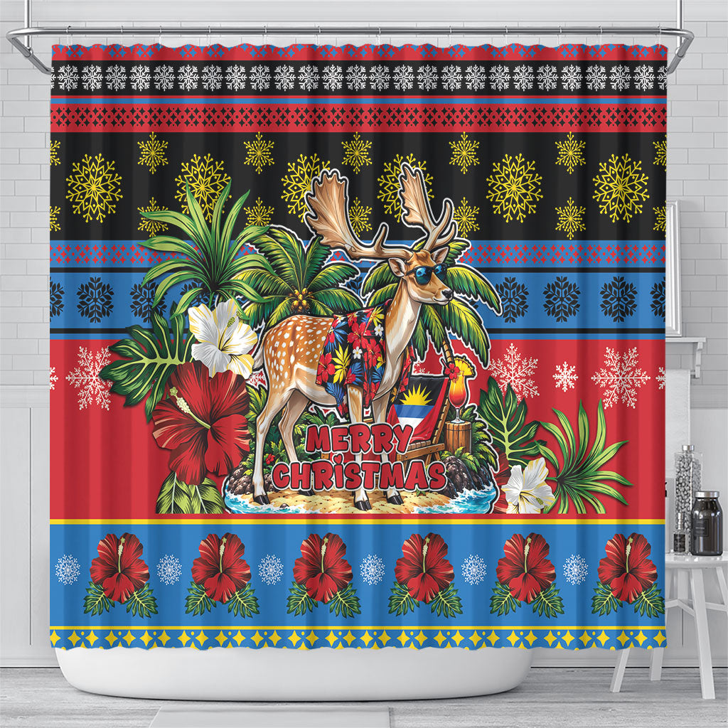 Afro-Antiguan and Barbudan Christmas Shower Curtain This Fallow Deer Needs A Beach Retreat