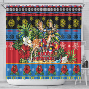 Afro-Antiguan and Barbudan Christmas Shower Curtain This Fallow Deer Needs A Beach Retreat