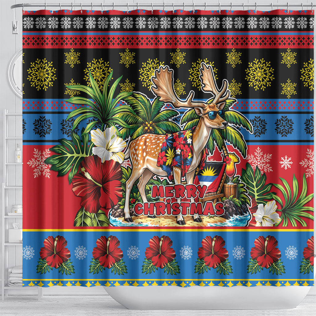 Afro-Antiguan and Barbudan Christmas Shower Curtain This Fallow Deer Needs A Beach Retreat