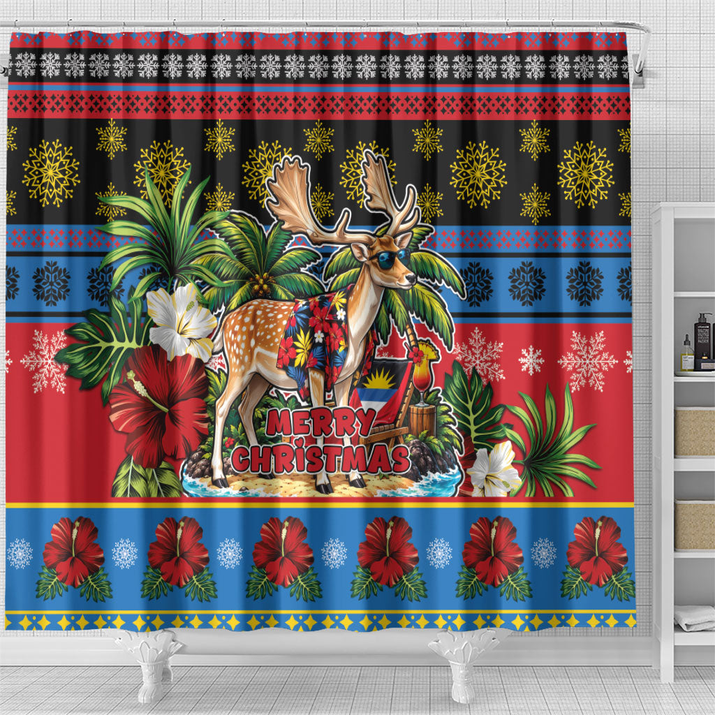Afro-Antiguan and Barbudan Christmas Shower Curtain This Fallow Deer Needs A Beach Retreat