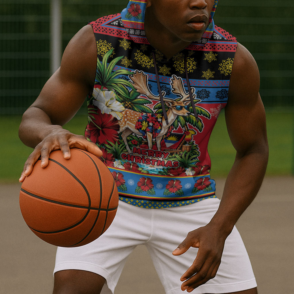 Afro-Antiguan and Barbudan Christmas Sleeveless Hoodie This Fallow Deer Needs A Beach Retreat