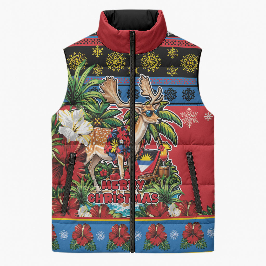 Afro-Antiguan and Barbudan Christmas Sleeveless Puffer Jacket This Fallow Deer Needs A Beach Retreat