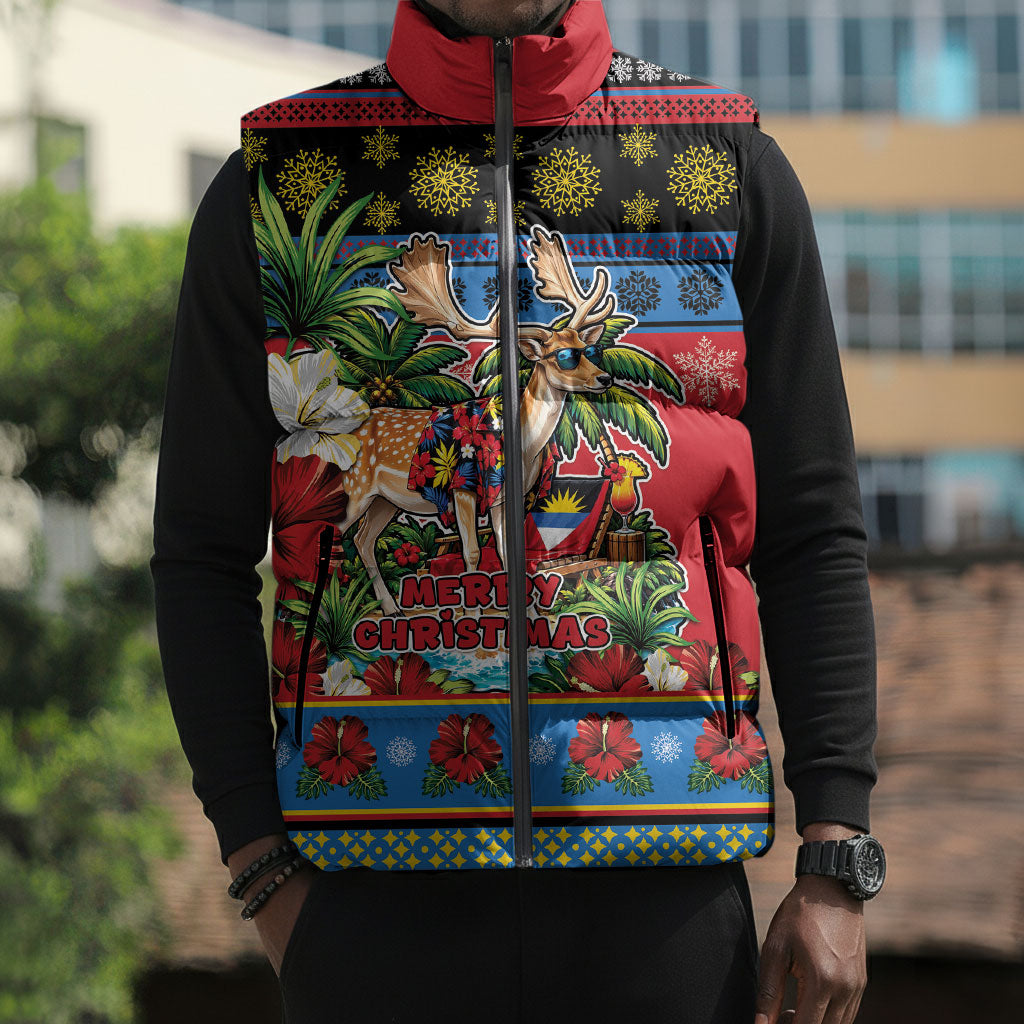 Afro-Antiguan and Barbudan Christmas Sleeveless Puffer Jacket This Fallow Deer Needs A Beach Retreat