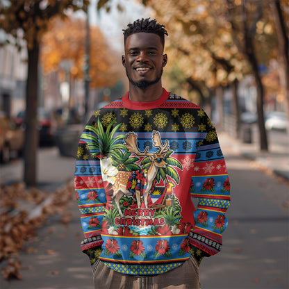 Afro-Antiguan and Barbudan Christmas Sweatshirt This Fallow Deer Needs A Beach Retreat