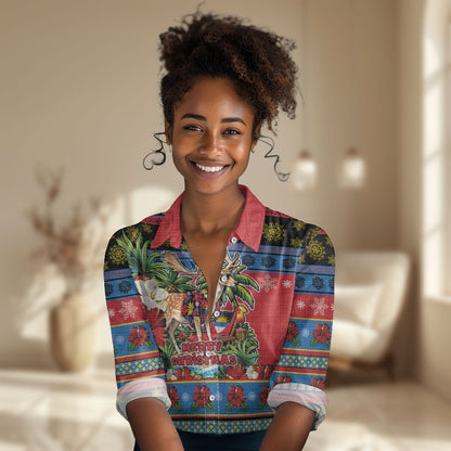 Afro-Antiguan and Barbudan Christmas Women Casual Shirt This Fallow Deer Needs A Beach Retreat