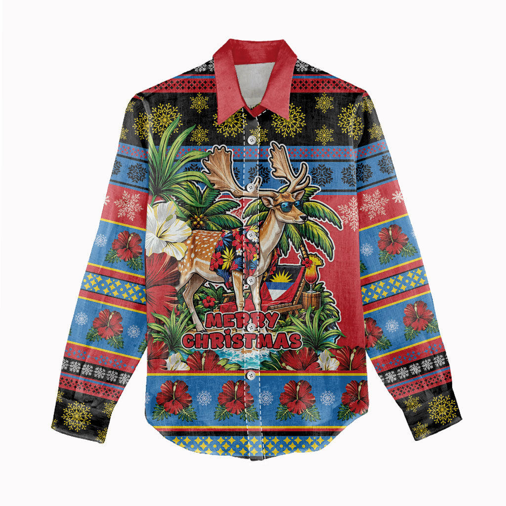 Afro-Antiguan and Barbudan Christmas Women Casual Shirt This Fallow Deer Needs A Beach Retreat
