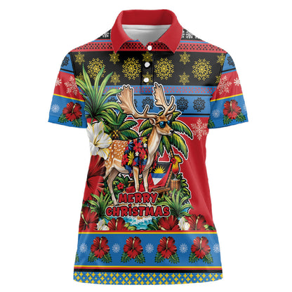 Afro-Antiguan and Barbudan Christmas Women Polo Shirt This Fallow Deer Needs A Beach Retreat