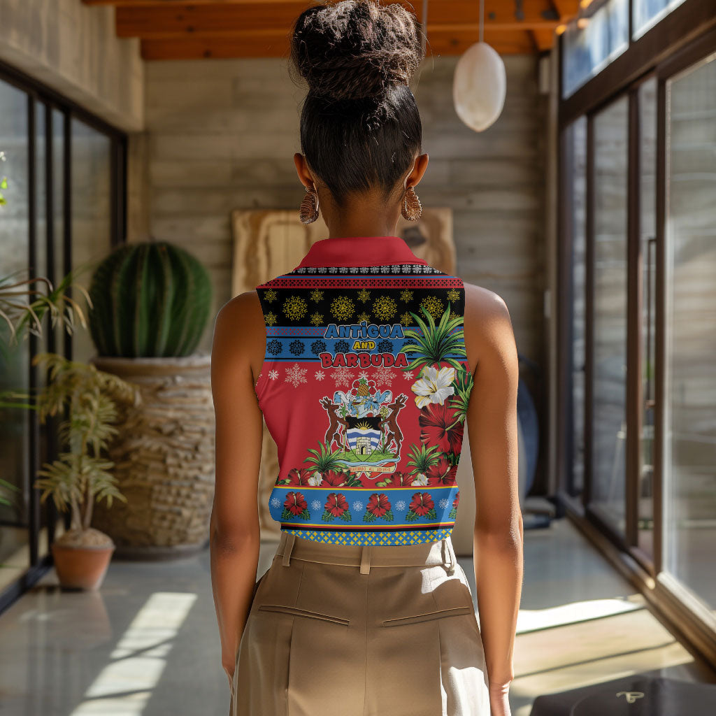 Afro-Antiguan and Barbudan Christmas Women Sleeveless Polo Shirt This Fallow Deer Needs A Beach Retreat
