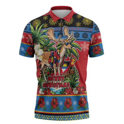 Afro-Antiguan and Barbudan Christmas Zipper Polo Shirt This Fallow Deer Needs A Beach Retreat