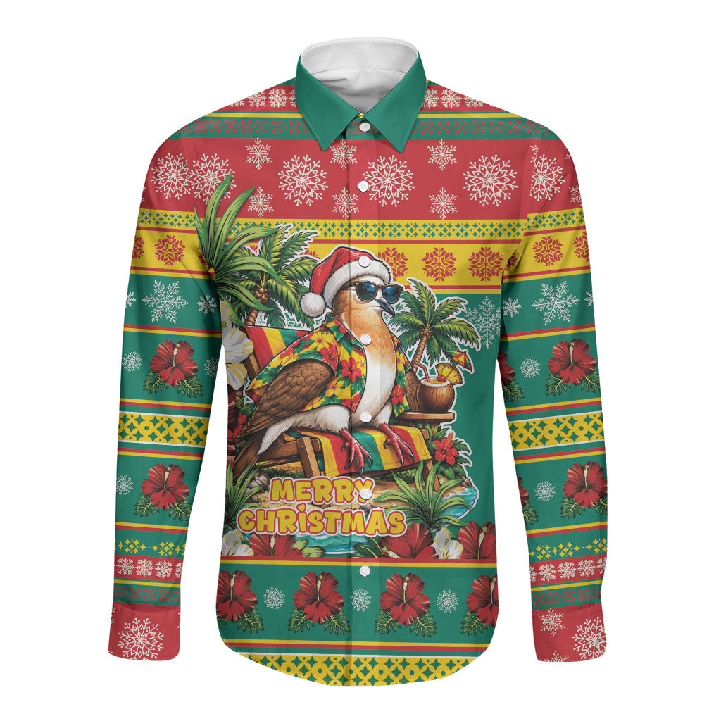 Afro-Grenadian Christmas Long Sleeve Button Shirt This Grenada Dove Needs A Beach Retreat