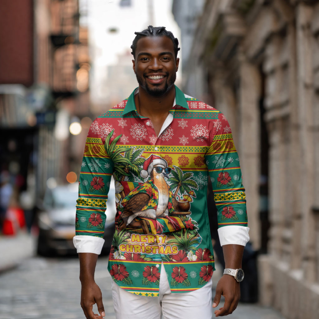 Afro-Grenadian Christmas Long Sleeve Button Shirt This Grenada Dove Needs A Beach Retreat