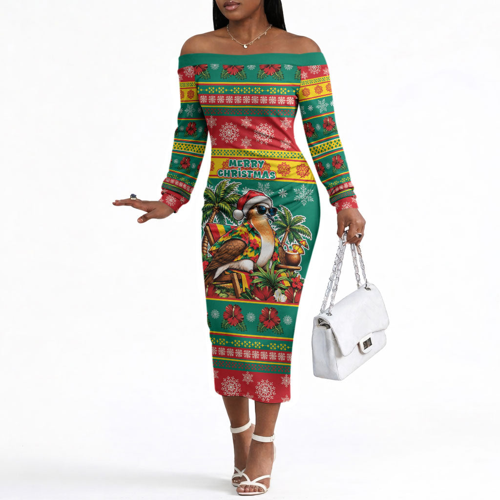 Afro-Grenadian Christmas Off The Shoulder Long Sleeve Dress This Grenada Dove Needs A Beach Retreat