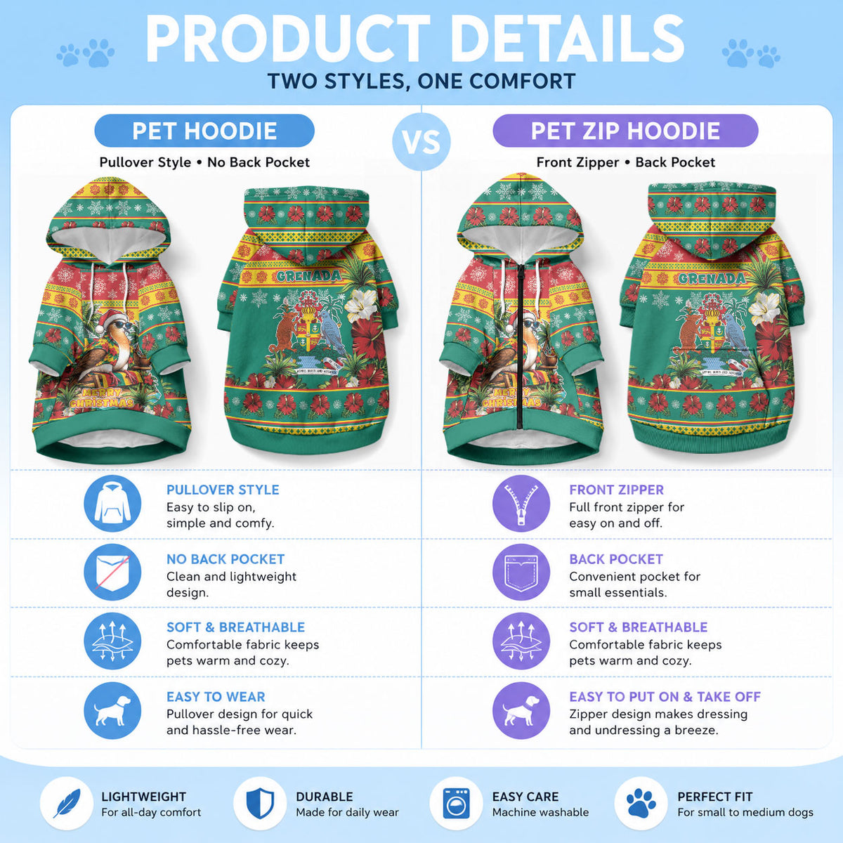 Afro-Grenadian Christmas Pet Hoodie This Grenada Dove Needs A Beach Retreat