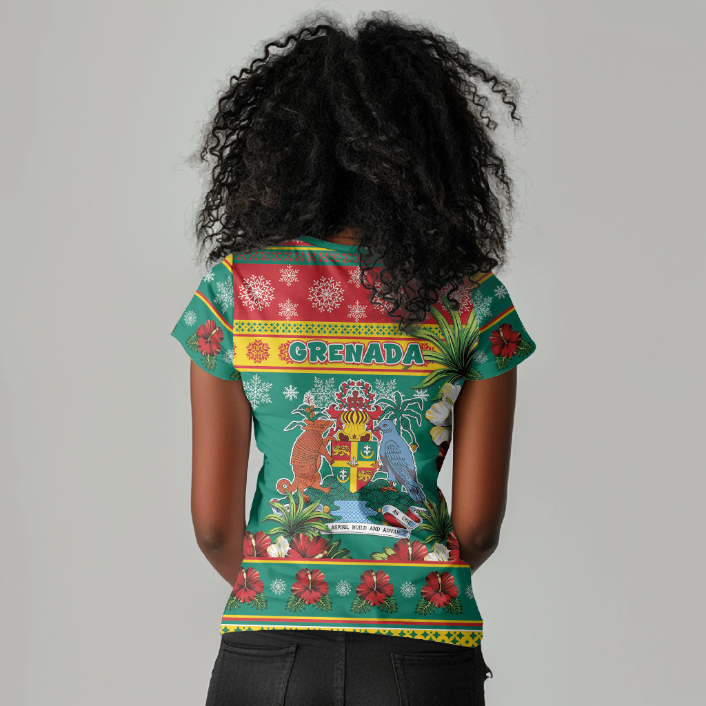 Afro-Grenadian Christmas Women V-Neck T-Shirt This Grenada Dove Needs A Beach Retreat