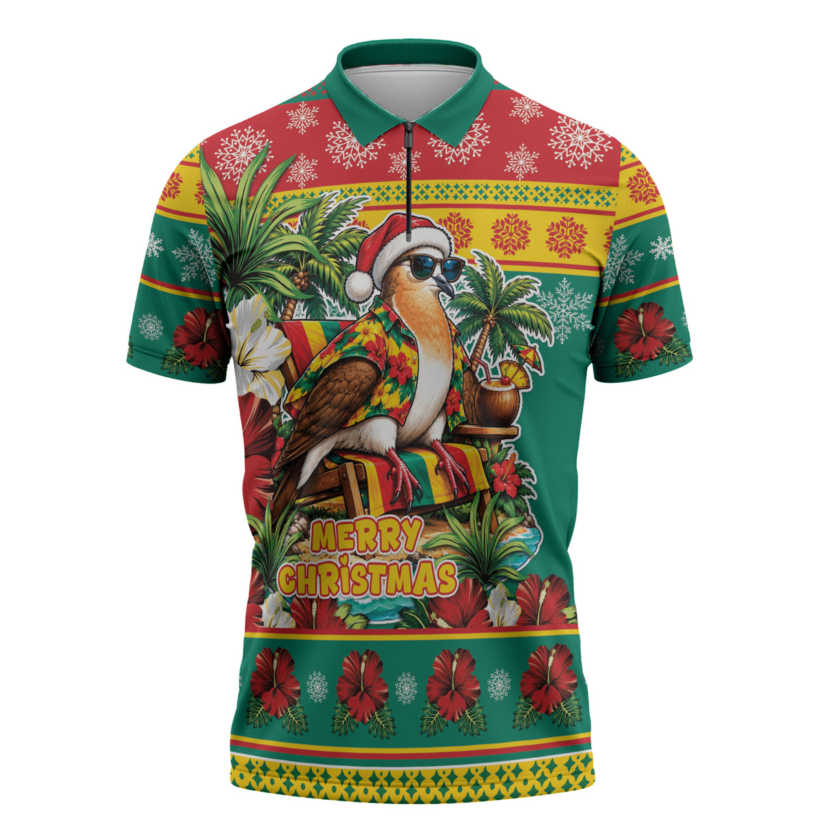 Afro-Grenadian Christmas Zipper Polo Shirt This Grenada Dove Needs A Beach Retreat