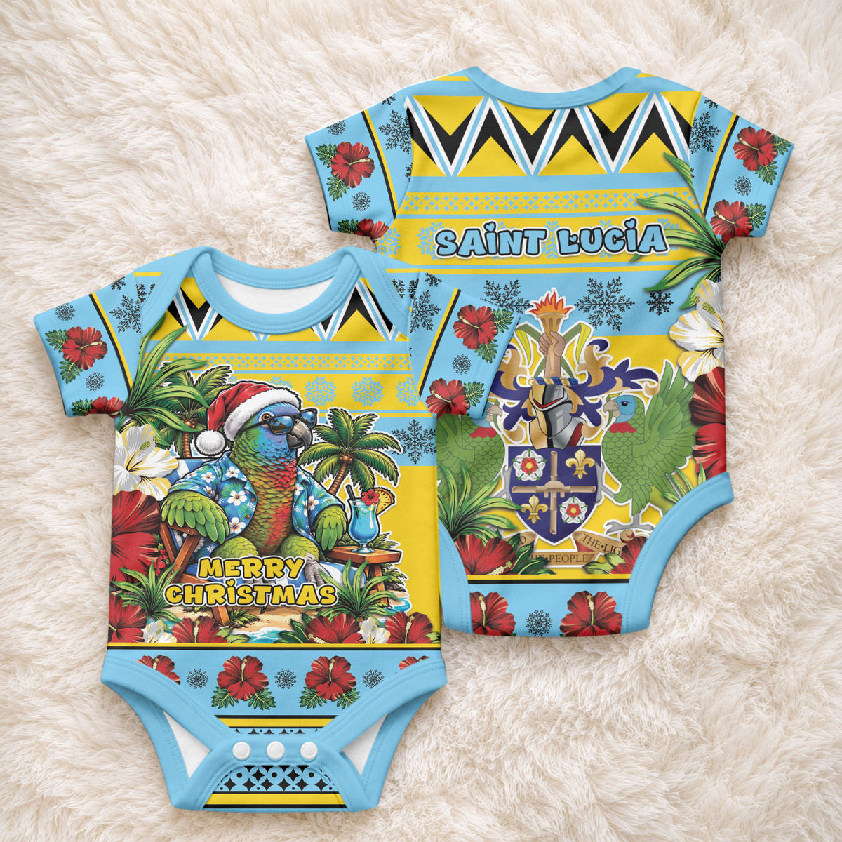 Afro-Saint Lucian Christmas Baby Onesie This Amazona Parrot Needs A Beach Retreat