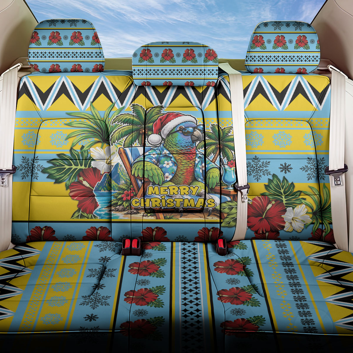 Afro-Saint Lucian Christmas Back Car Seat Cover This Amazona Parrot Needs A Beach Retreat