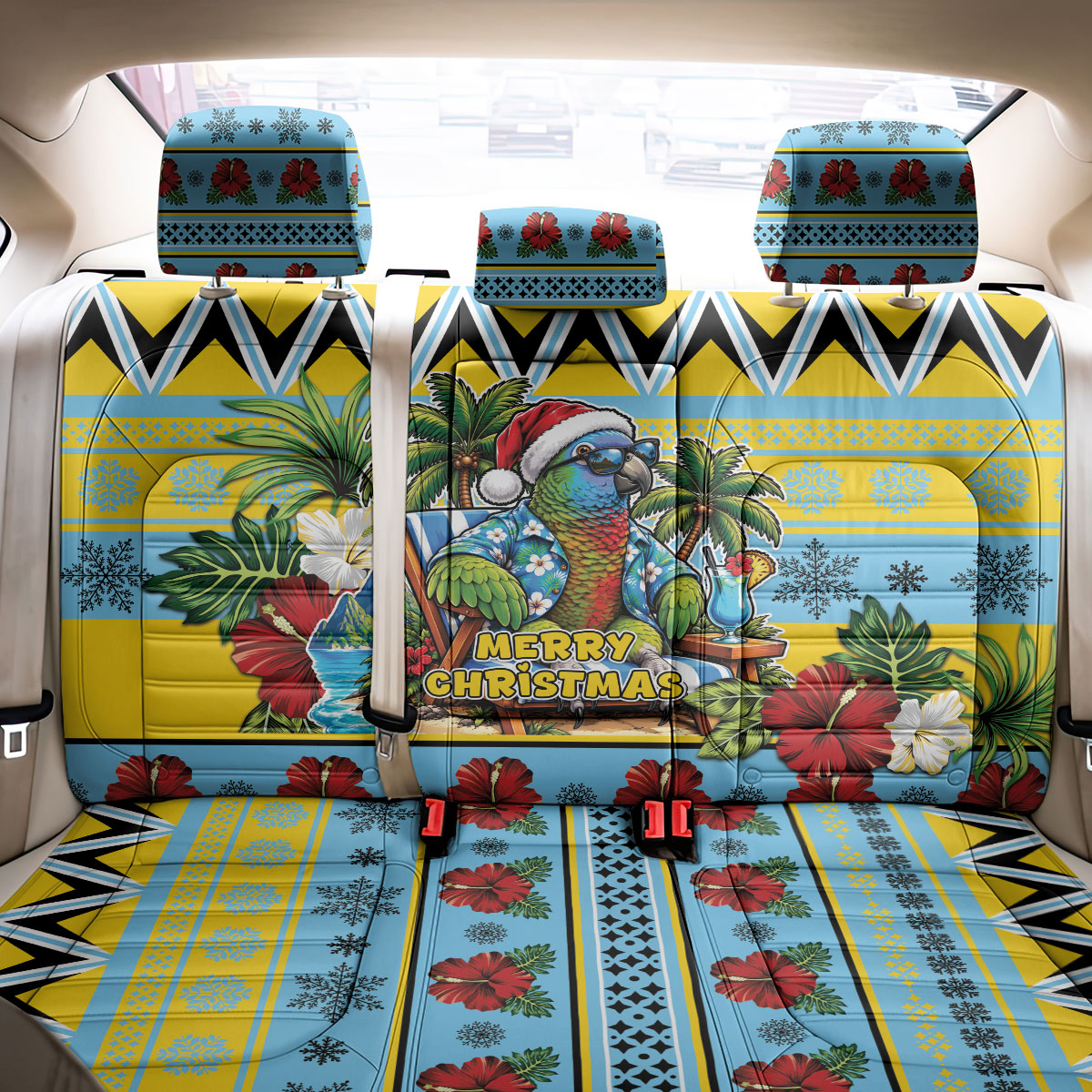 Afro-Saint Lucian Christmas Back Car Seat Cover This Amazona Parrot Needs A Beach Retreat