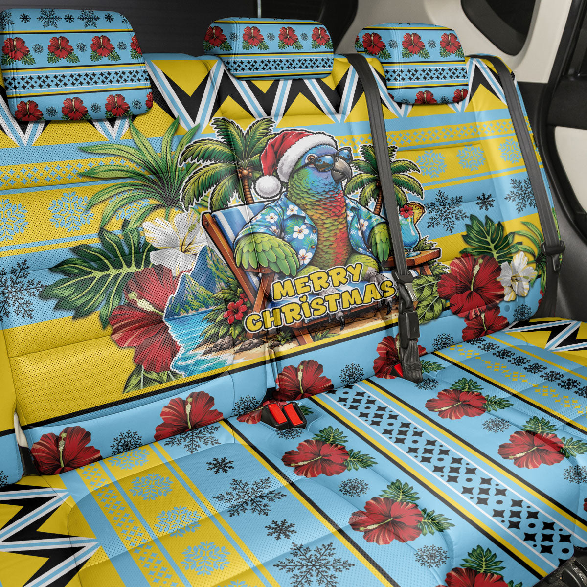 Afro-Saint Lucian Christmas Back Car Seat Cover This Amazona Parrot Needs A Beach Retreat