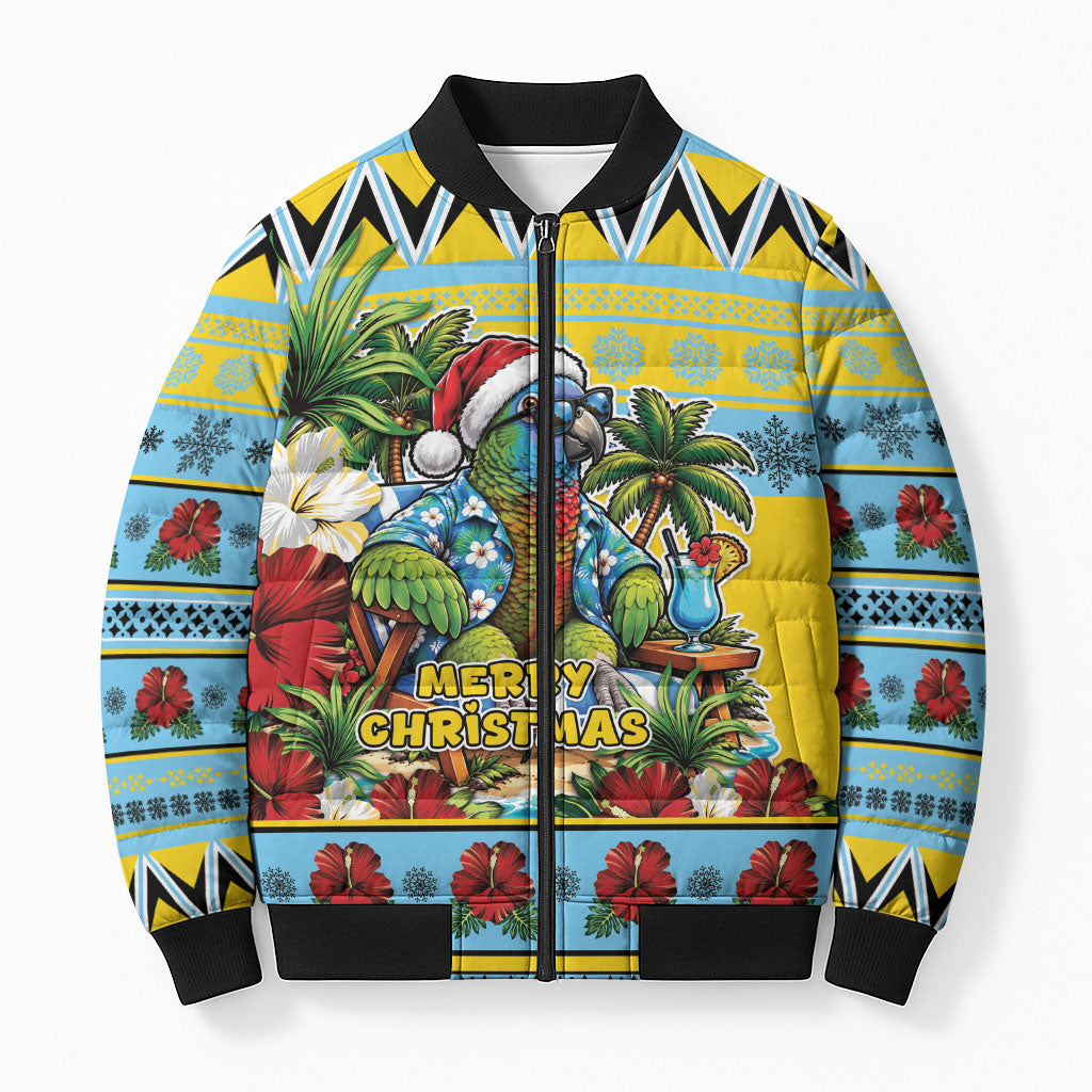 Afro-Saint Lucian Christmas Bomber Puffer Jacket This Amazona Parrot Needs A Beach Retreat