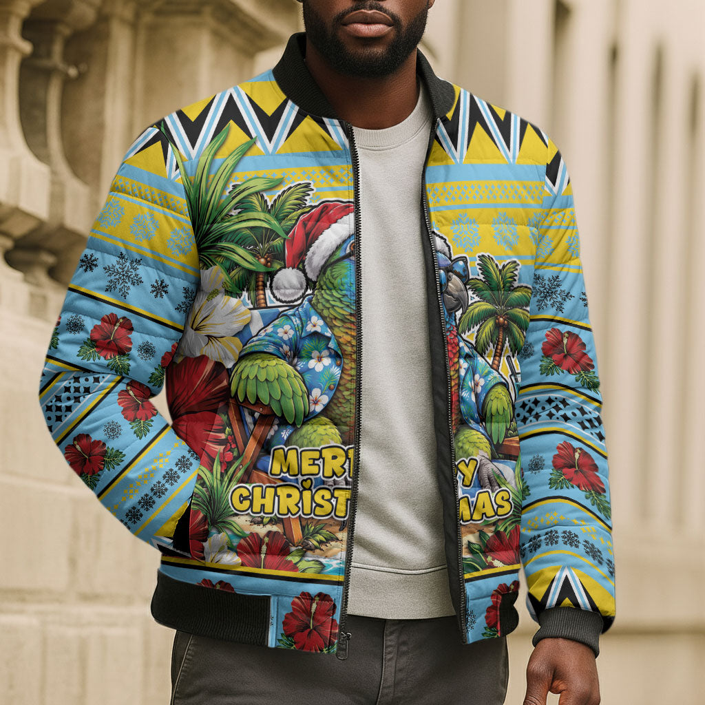 Afro-Saint Lucian Christmas Bomber Puffer Jacket This Amazona Parrot Needs A Beach Retreat