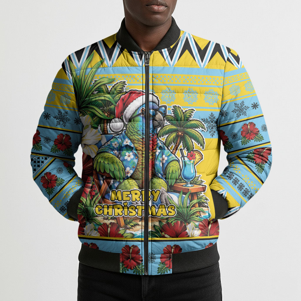 Afro-Saint Lucian Christmas Bomber Puffer Jacket This Amazona Parrot Needs A Beach Retreat