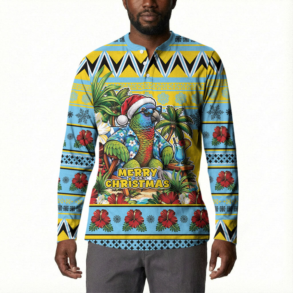 Afro-Saint Lucian Christmas Button Sweatshirt This Amazona Parrot Needs A Beach Retreat