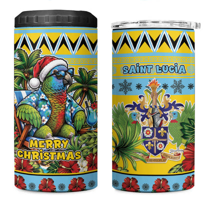 Afro-Saint Lucian Christmas 4 in 1 Can Cooler Tumbler This Amazona Parrot Needs A Beach Retreat