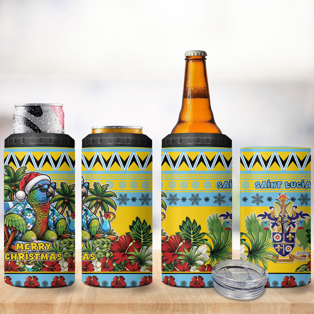 Afro-Saint Lucian Christmas 4 in 1 Can Cooler Tumbler This Amazona Parrot Needs A Beach Retreat