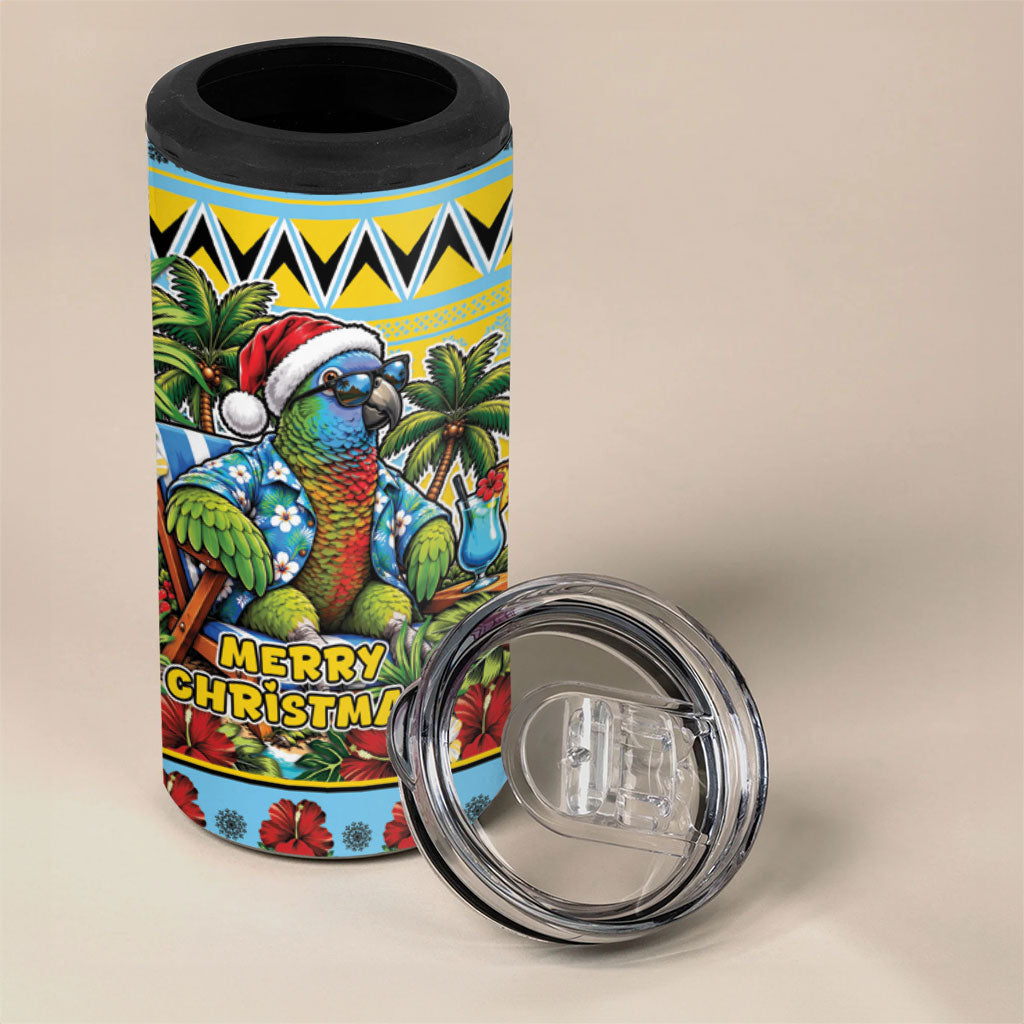 Afro-Saint Lucian Christmas 4 in 1 Can Cooler Tumbler This Amazona Parrot Needs A Beach Retreat