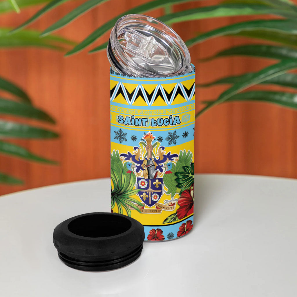 Afro-Saint Lucian Christmas 4 in 1 Can Cooler Tumbler This Amazona Parrot Needs A Beach Retreat