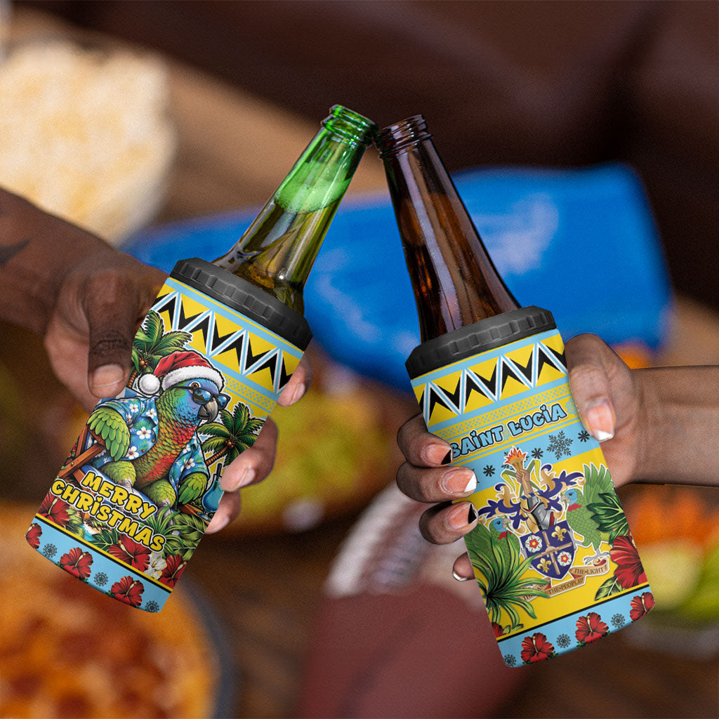Afro-Saint Lucian Christmas 4 in 1 Can Cooler Tumbler This Amazona Parrot Needs A Beach Retreat