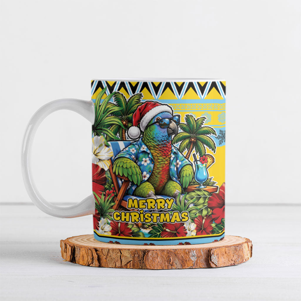 Afro-Saint Lucian Christmas Ceramic Mug This Amazona Parrot Needs A Beach Retreat