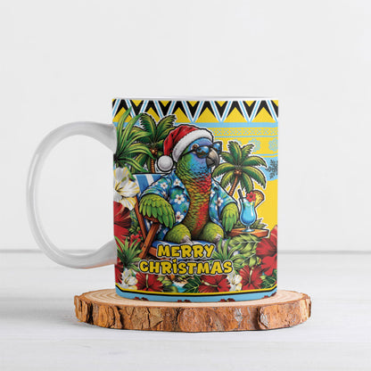 Afro-Saint Lucian Christmas Ceramic Mug This Amazona Parrot Needs A Beach Retreat
