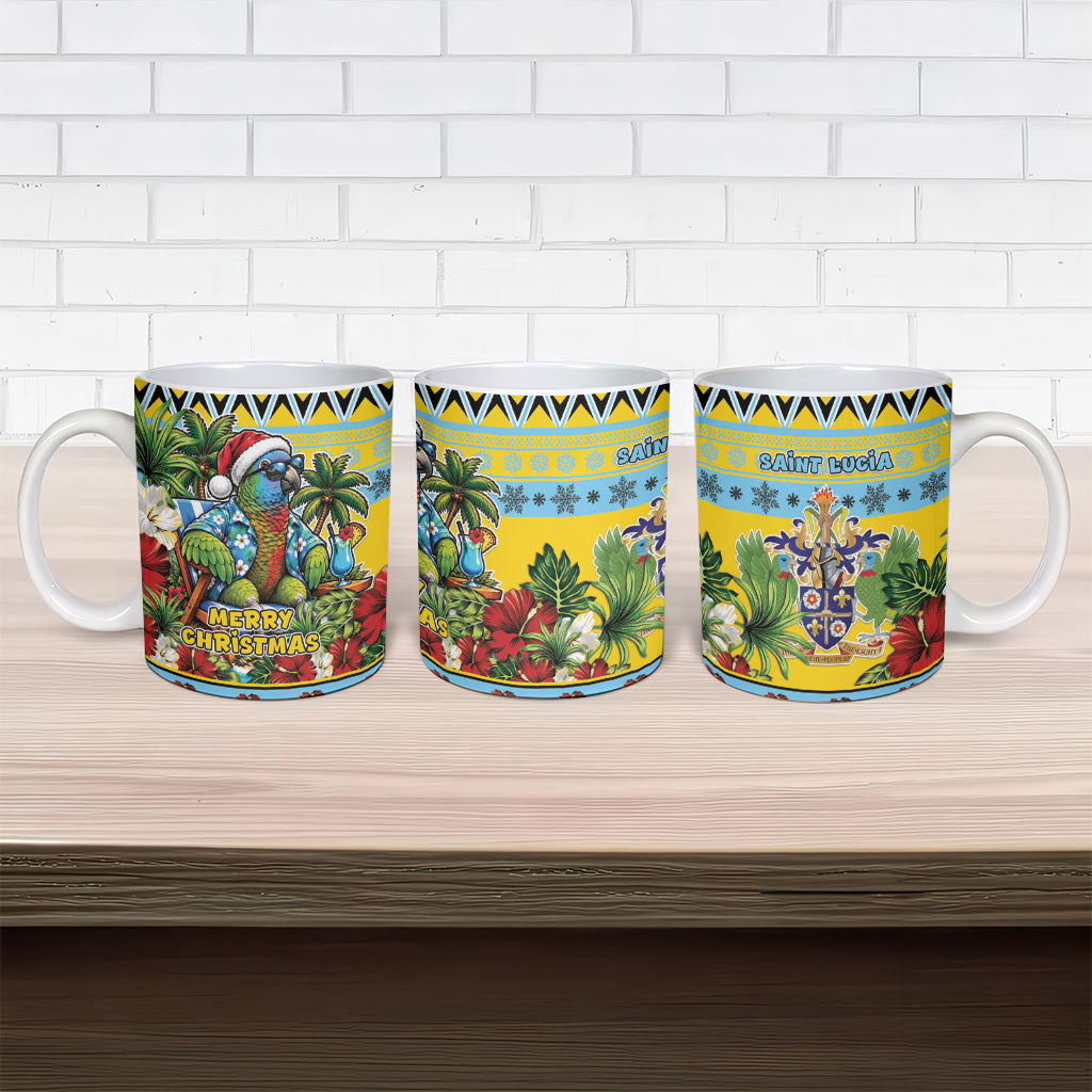 Afro-Saint Lucian Christmas Ceramic Mug This Amazona Parrot Needs A Beach Retreat