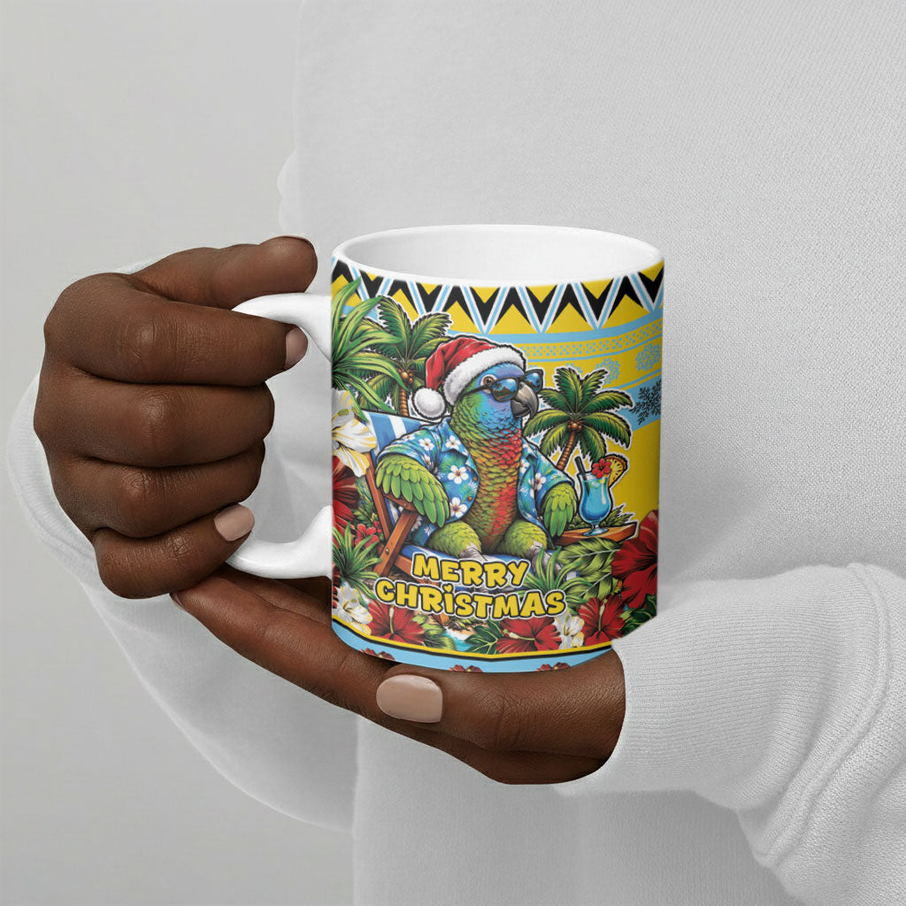 Afro-Saint Lucian Christmas Ceramic Mug This Amazona Parrot Needs A Beach Retreat