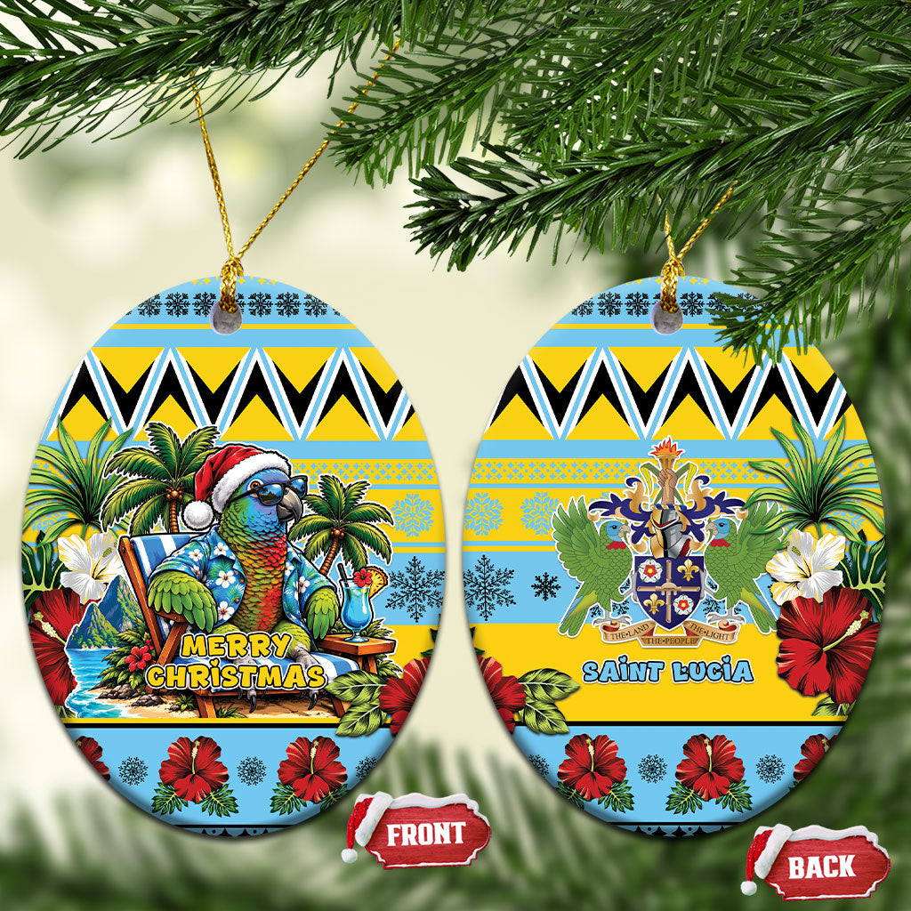 Afro-Saint Lucian Christmas Ceramic Ornament This Amazona Parrot Needs A Beach Retreat