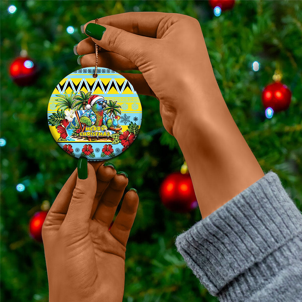 Afro-Saint Lucian Christmas Ceramic Ornament This Amazona Parrot Needs A Beach Retreat