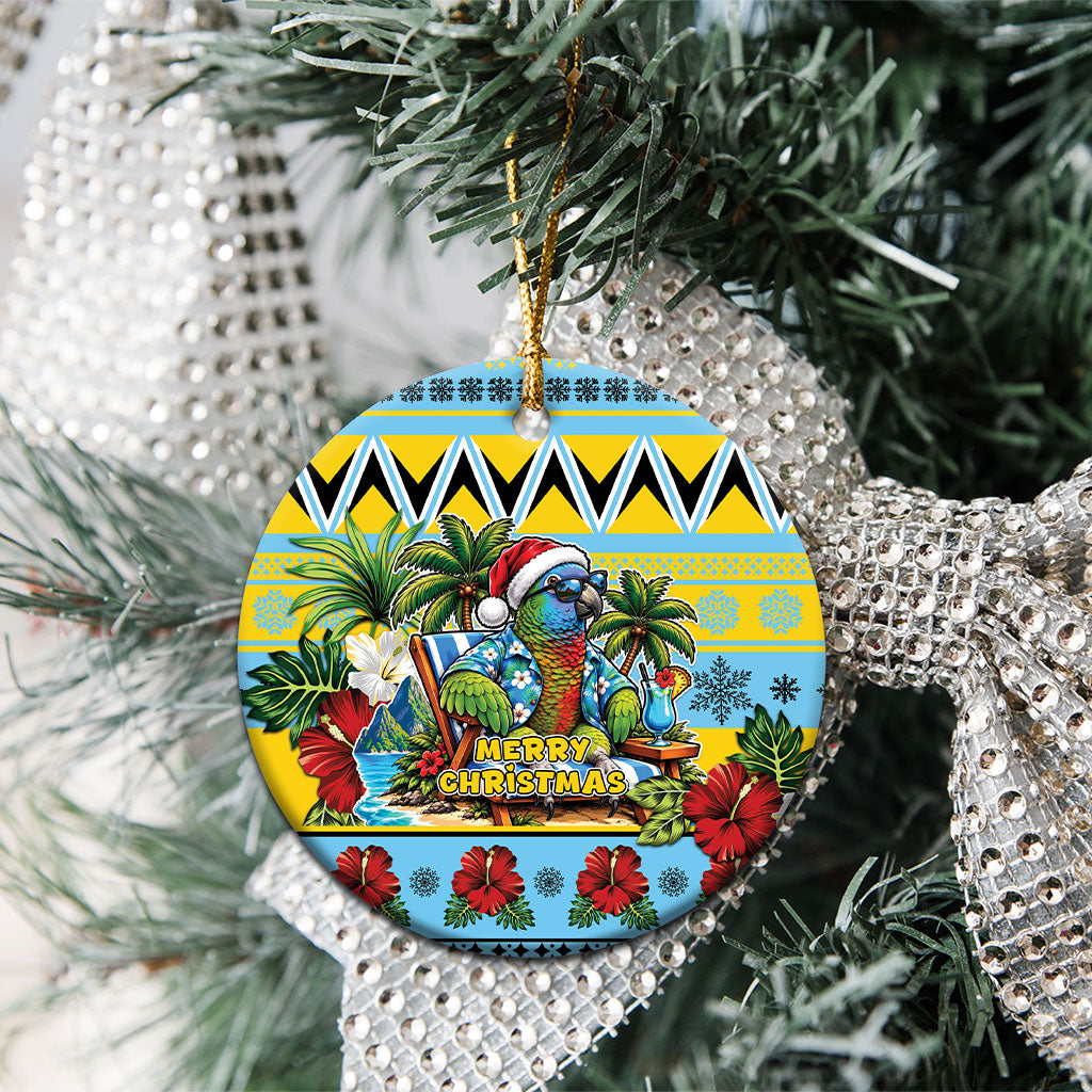 Afro-Saint Lucian Christmas Ceramic Ornament This Amazona Parrot Needs A Beach Retreat