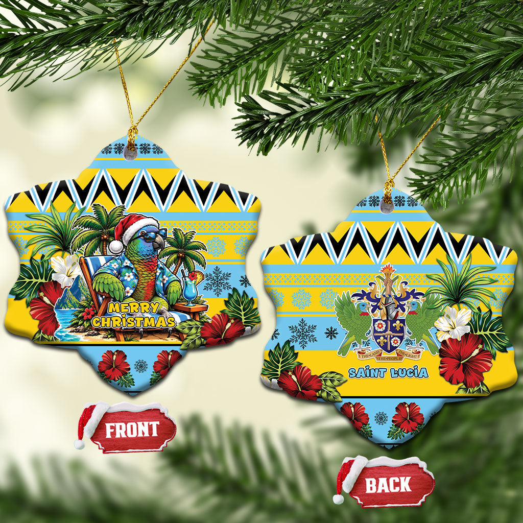 Afro-Saint Lucian Christmas Ceramic Ornament This Amazona Parrot Needs A Beach Retreat