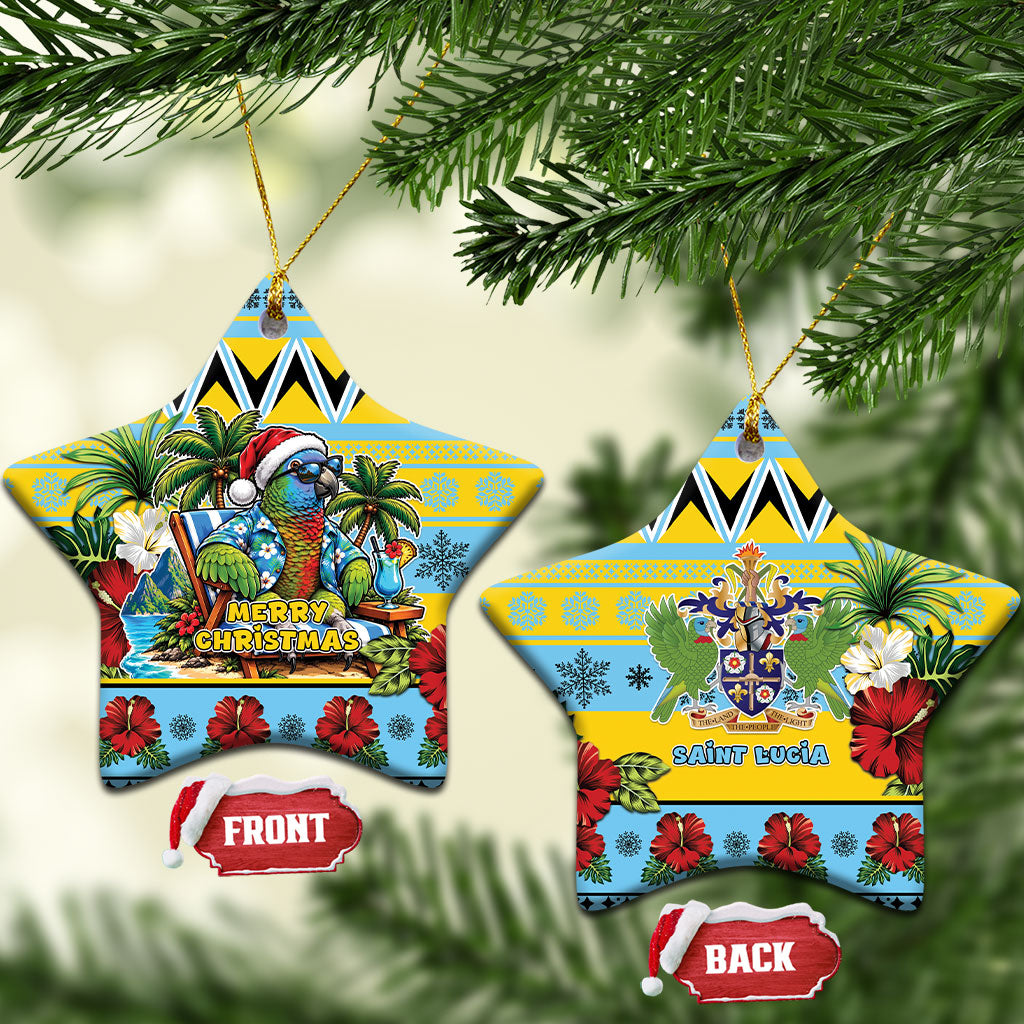 Afro-Saint Lucian Christmas Ceramic Ornament This Amazona Parrot Needs A Beach Retreat