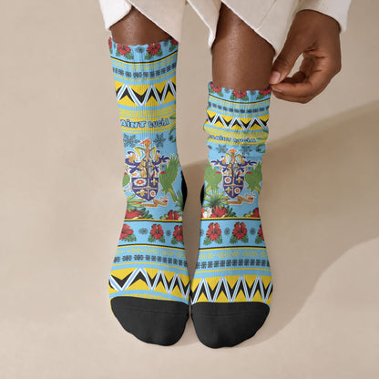 Afro-Saint Lucian Christmas Crew Socks This Amazona Parrot Needs A Beach Retreat