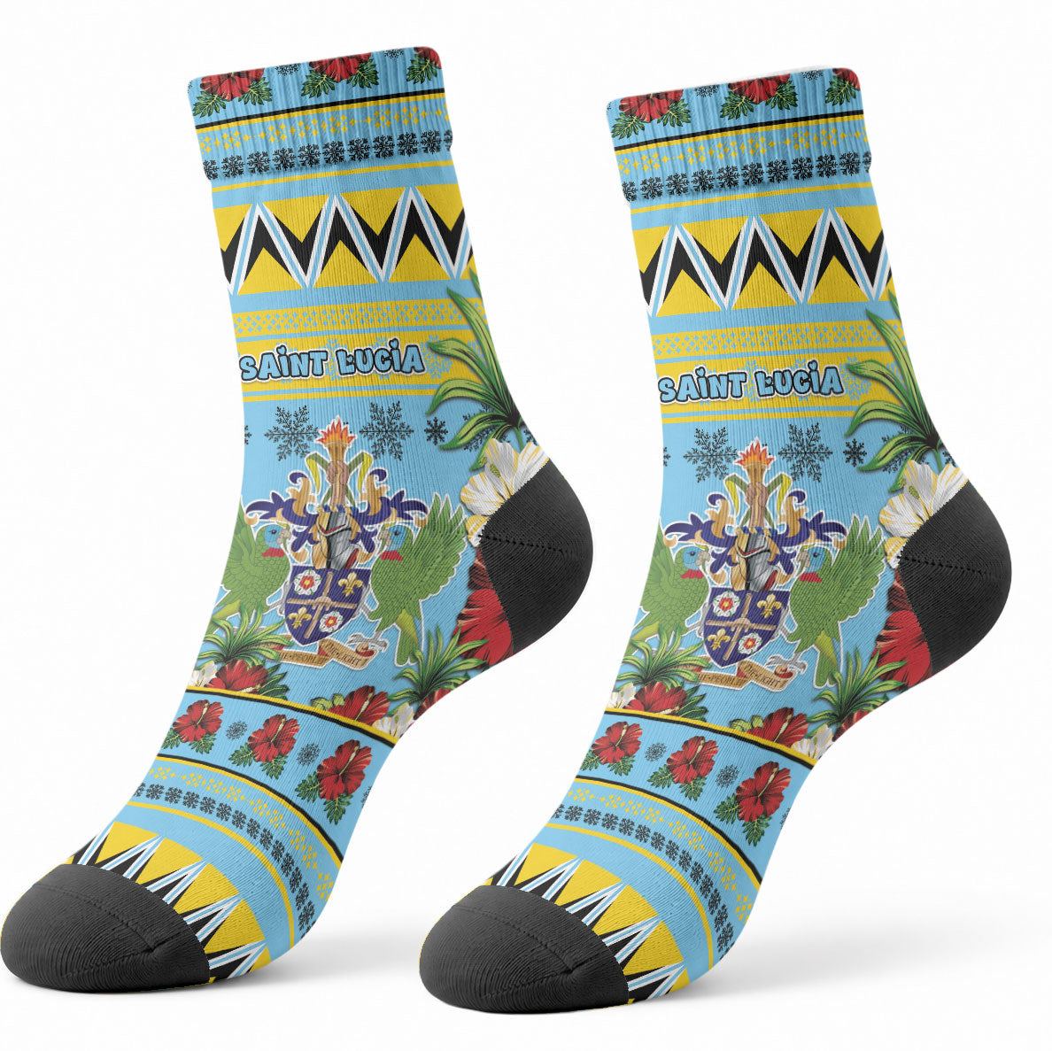 Afro-Saint Lucian Christmas Crew Socks This Amazona Parrot Needs A Beach Retreat