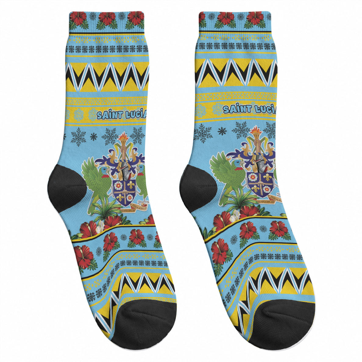 Afro-Saint Lucian Christmas Crew Socks This Amazona Parrot Needs A Beach Retreat