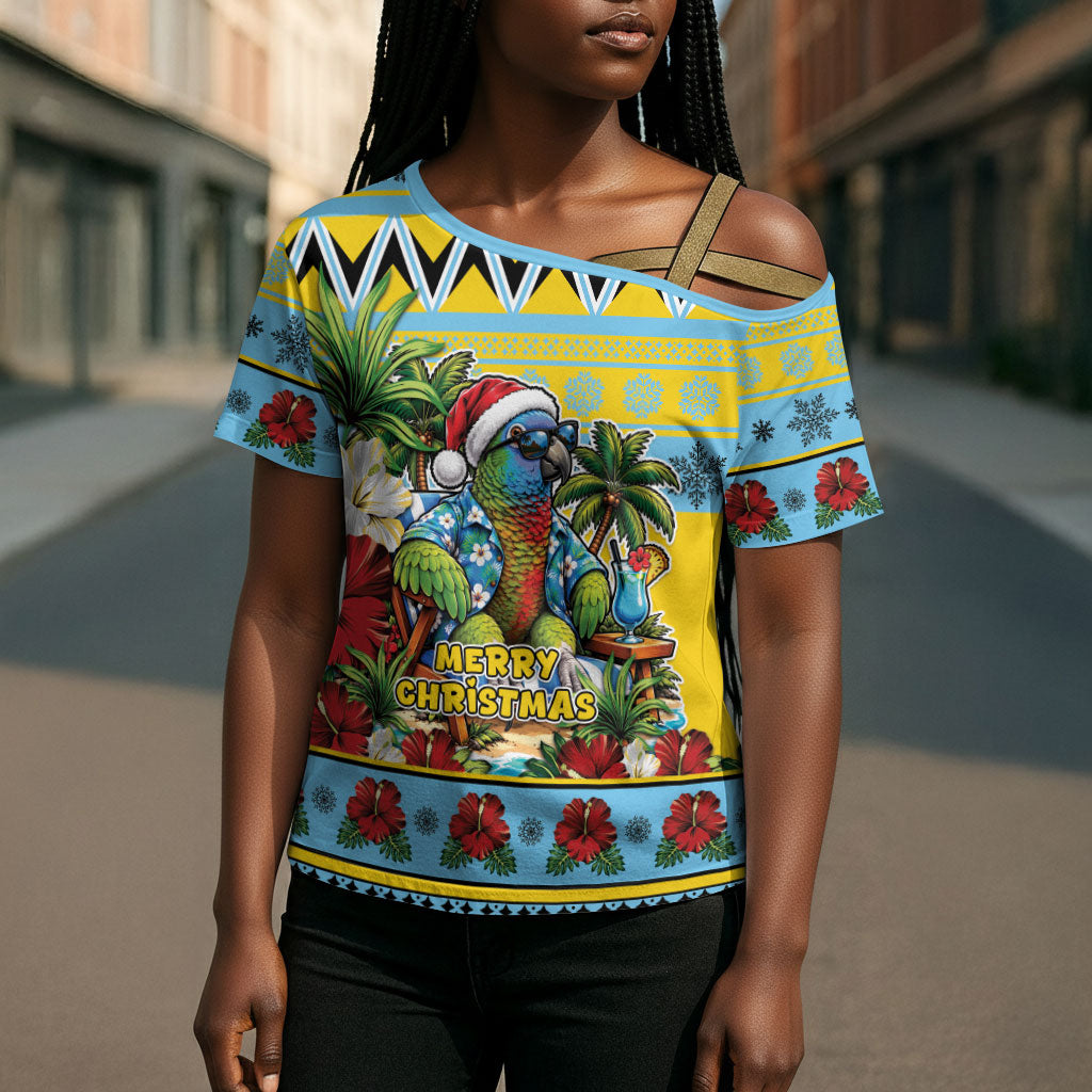 Afro-Saint Lucian Christmas Cross Shoulder Shirt This Amazona Parrot Needs A Beach Retreat