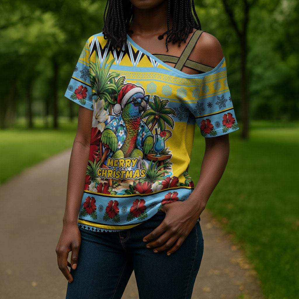 Afro-Saint Lucian Christmas Cross Shoulder Shirt This Amazona Parrot Needs A Beach Retreat