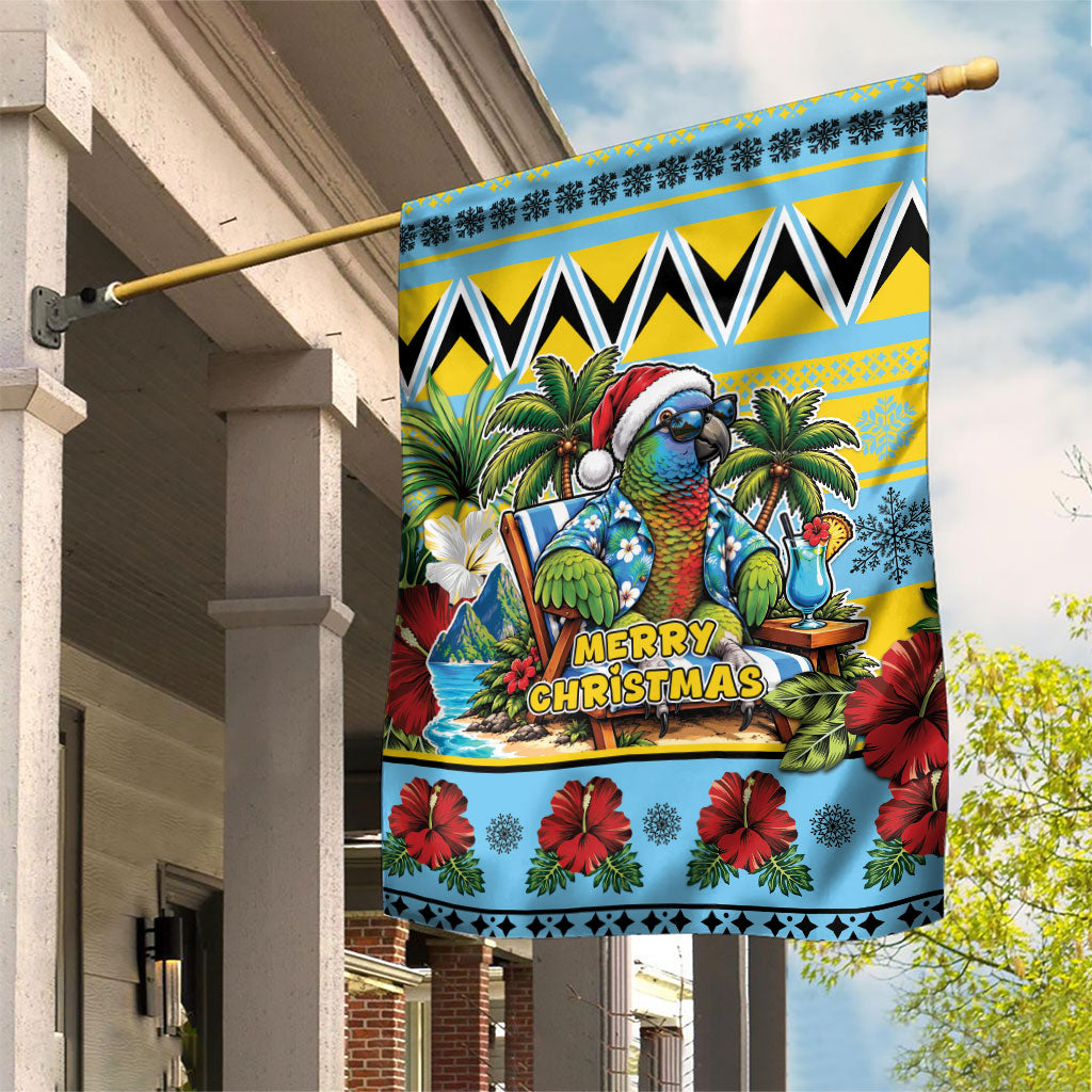 Afro-Saint Lucian Christmas Garden Flag This Amazona Parrot Needs A Beach Retreat