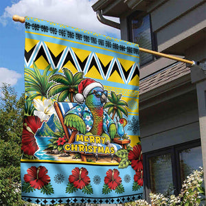 Afro-Saint Lucian Christmas Garden Flag This Amazona Parrot Needs A Beach Retreat