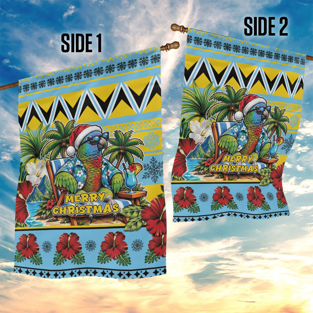 Afro-Saint Lucian Christmas Garden Flag This Amazona Parrot Needs A Beach Retreat